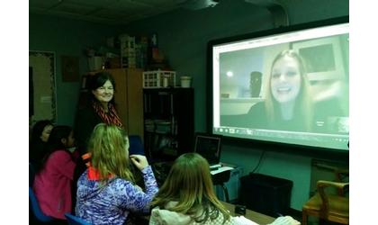 West students visit with woman in Canada
