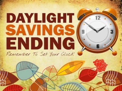 Daylight saving time ends this Sunday