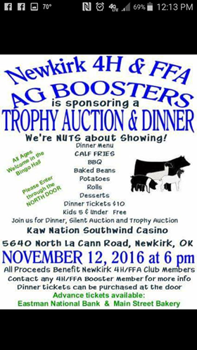 Newkirk 4H, FFA Ag Boosters plan trophy auction and dinner
