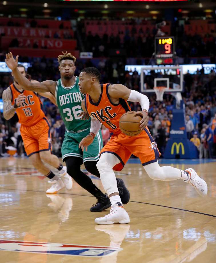 No triple-double, but Westbrook leads Thunder past Celtics