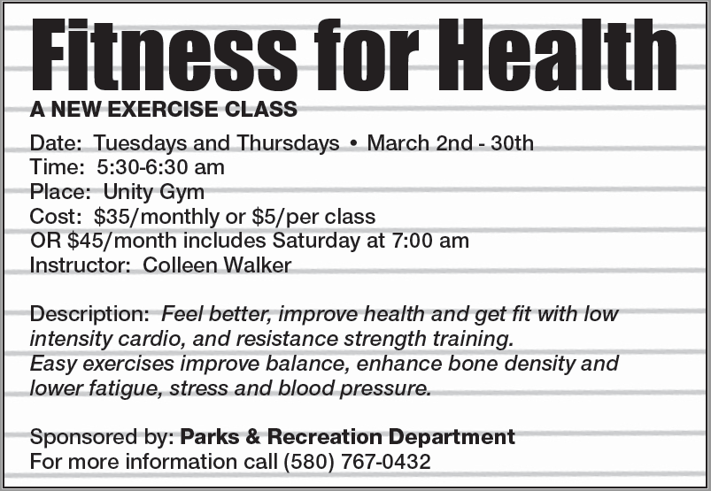 Park and Recreation Department offers new exercise class