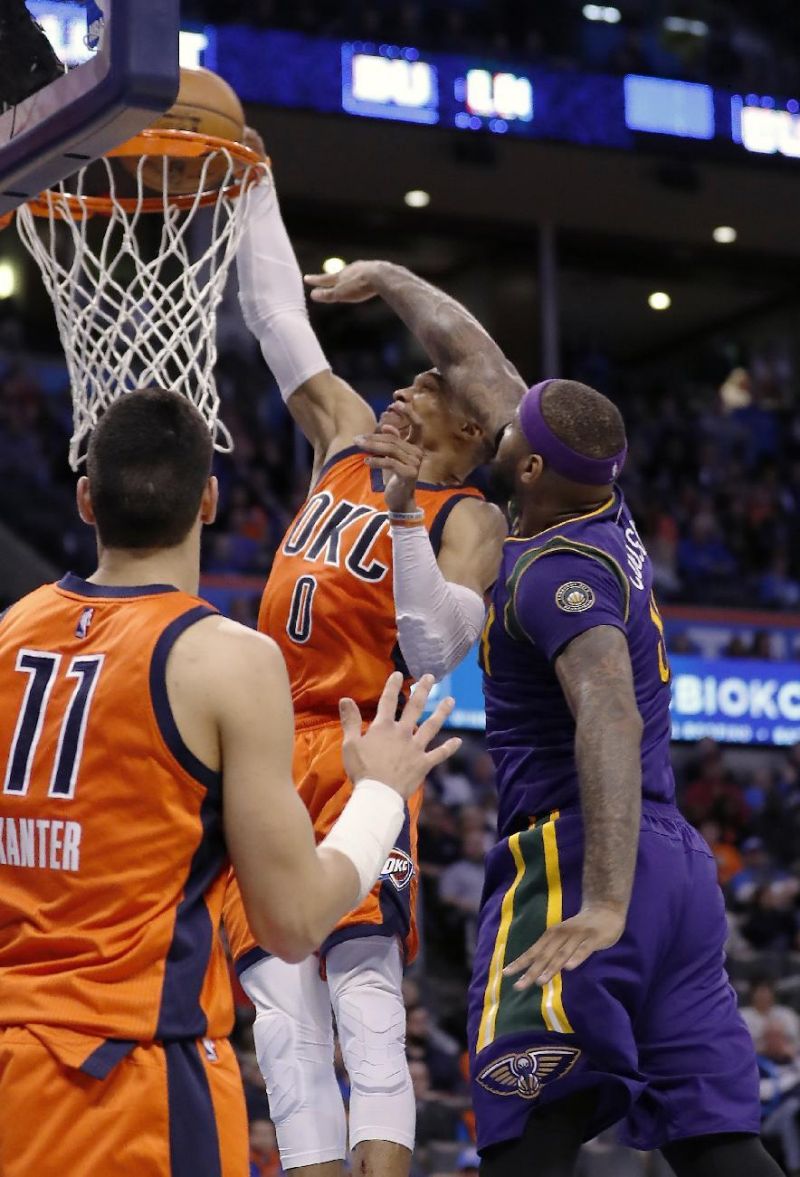 Westbrook scores 41 in triple-double as Thunder top Pelicans