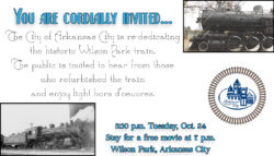 Ark City train re-dedication ceremony at 5:30 p.m. Oct. 24 at Wilson Park