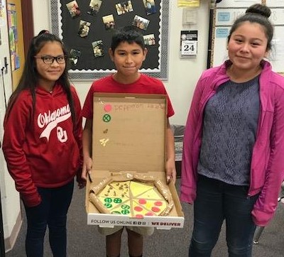 West Middle School students create paper pizzas to learn fractions