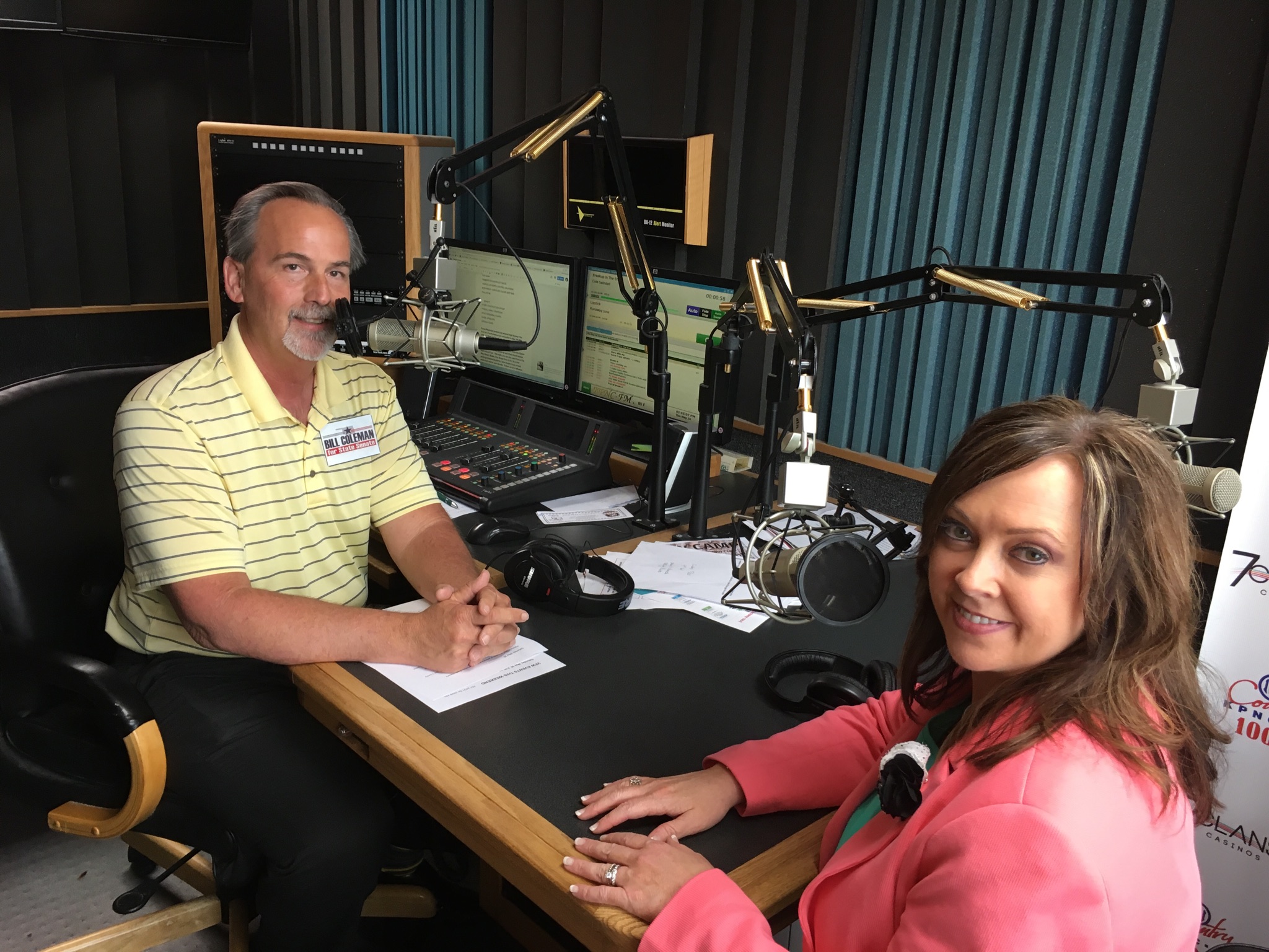 State Auditor candidate Cyndi Byrd talks with Bill Coleman