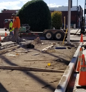 Sidewalk reconstruction underway