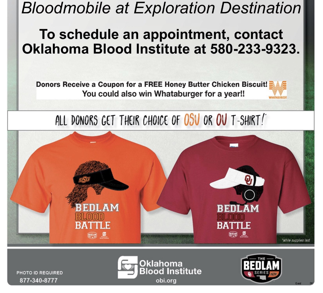 OBI blood drive Friday at Exploration Destination