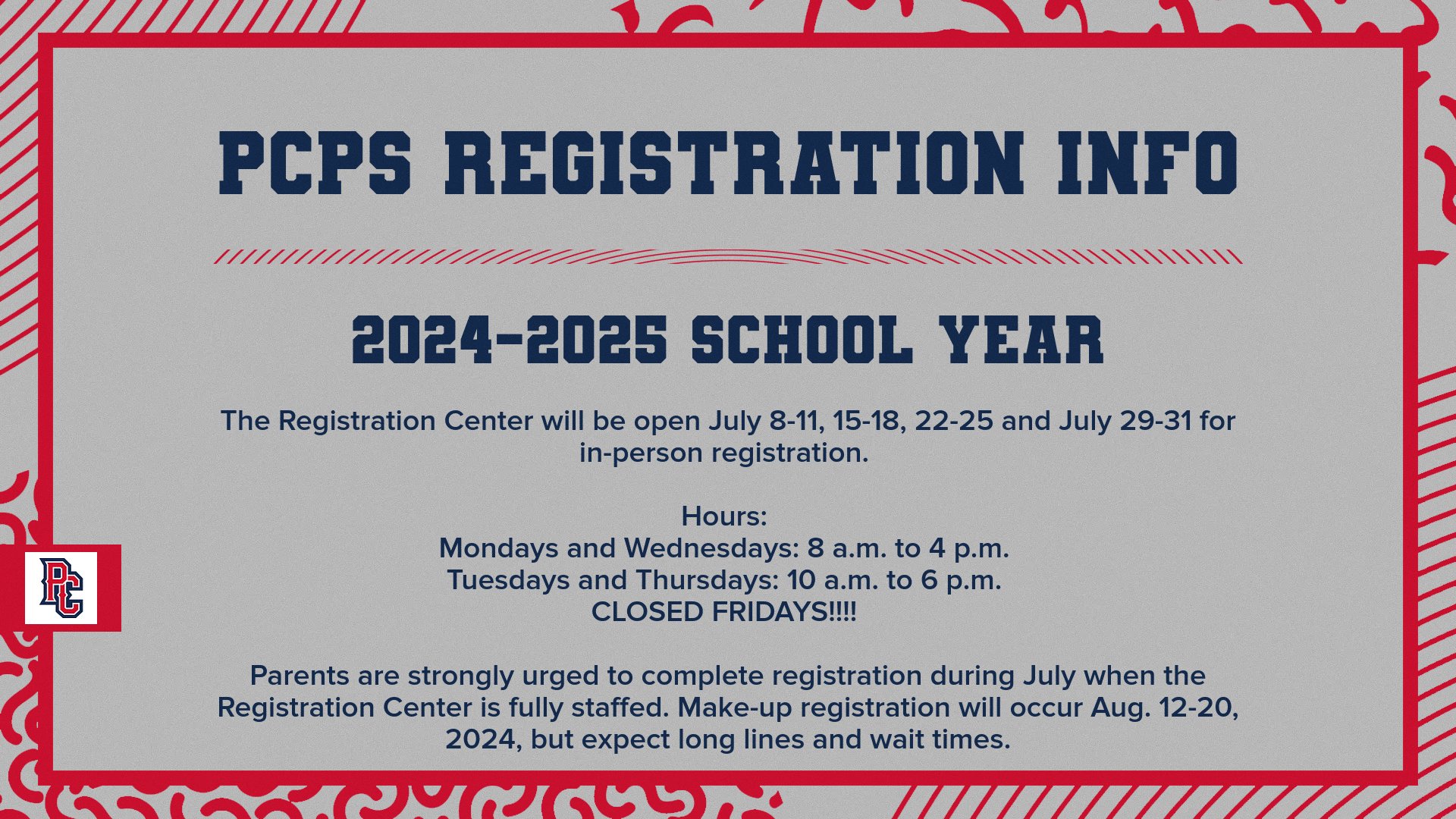PCPS Registration for 2024-2025 YEAR