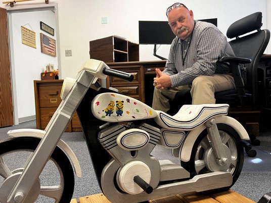 Inmates at Joseph Harp Correctional Center Craft Rocking Motorcycles for Children’s Charities Using Leftover Lumber