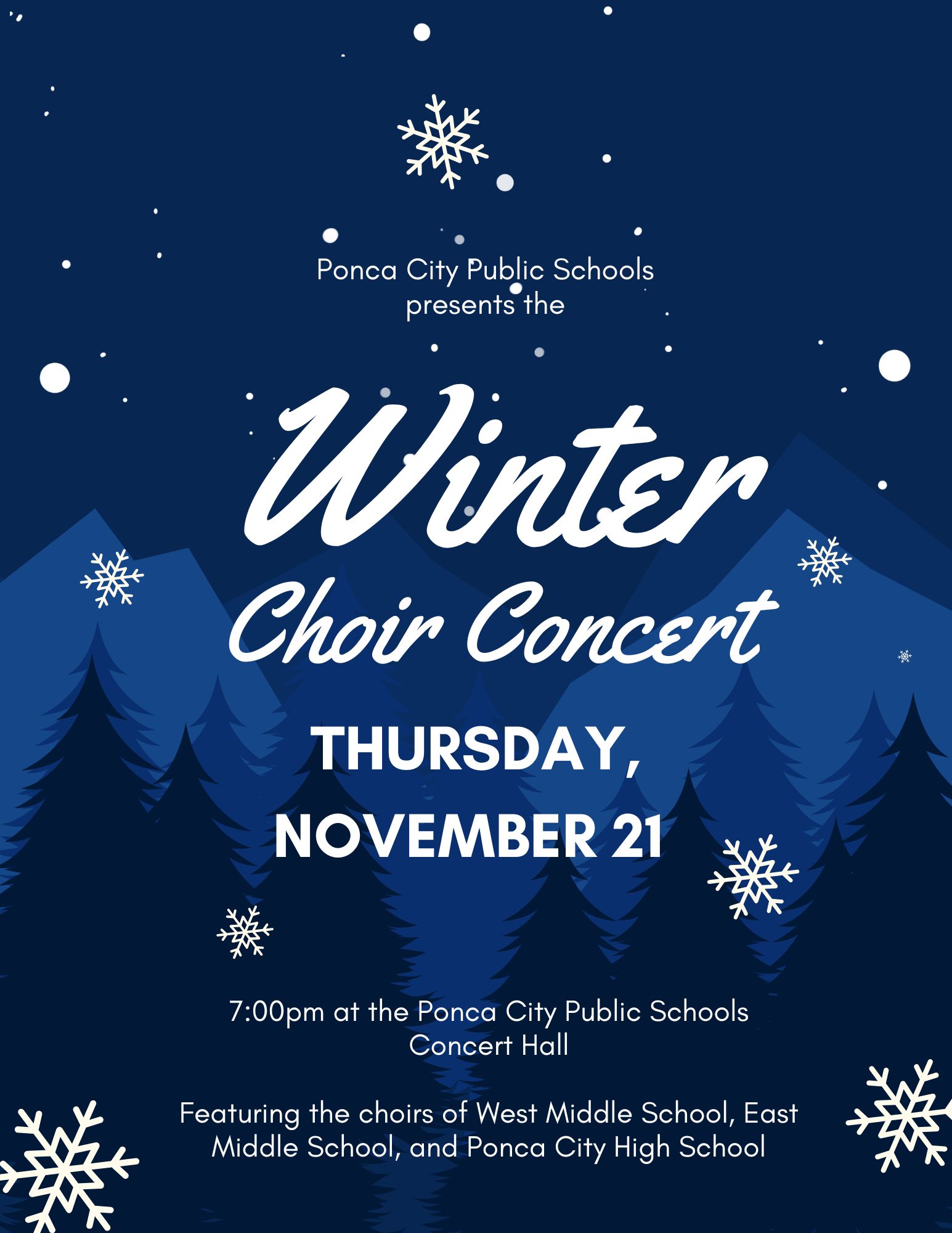 Ponca City Public Schools Choirs to Perform Holiday Concert on November 21